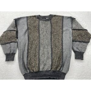 Bill Baber 100% Pure Wool‎ Sweater Size M ColorBlock Gray Crew Neck Pullover